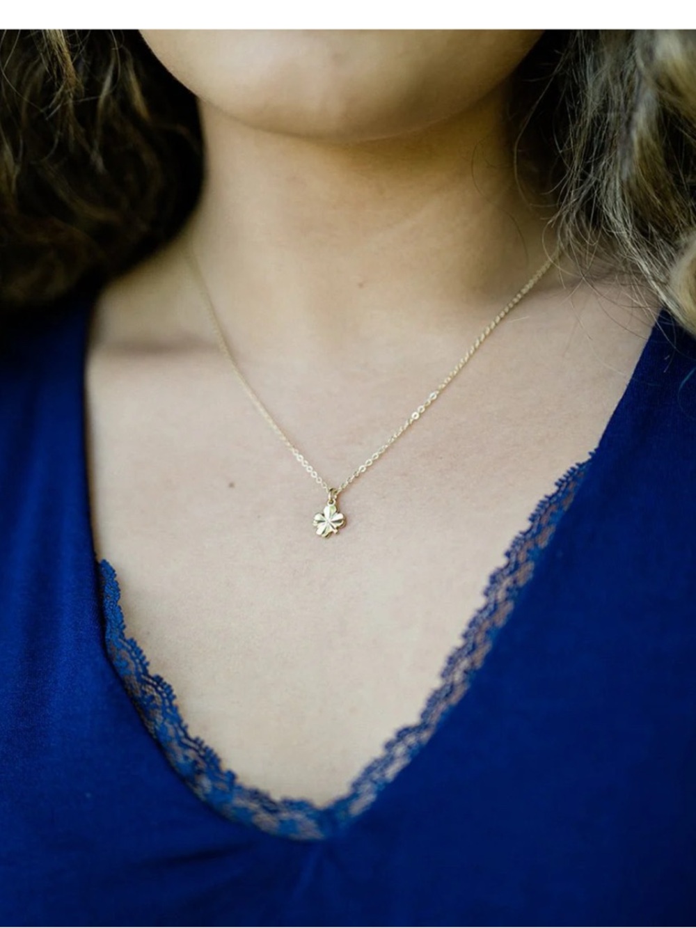 Tiny Gold Clover “I’m lucky you’re my mom” Necklace - Picture 6 of 6